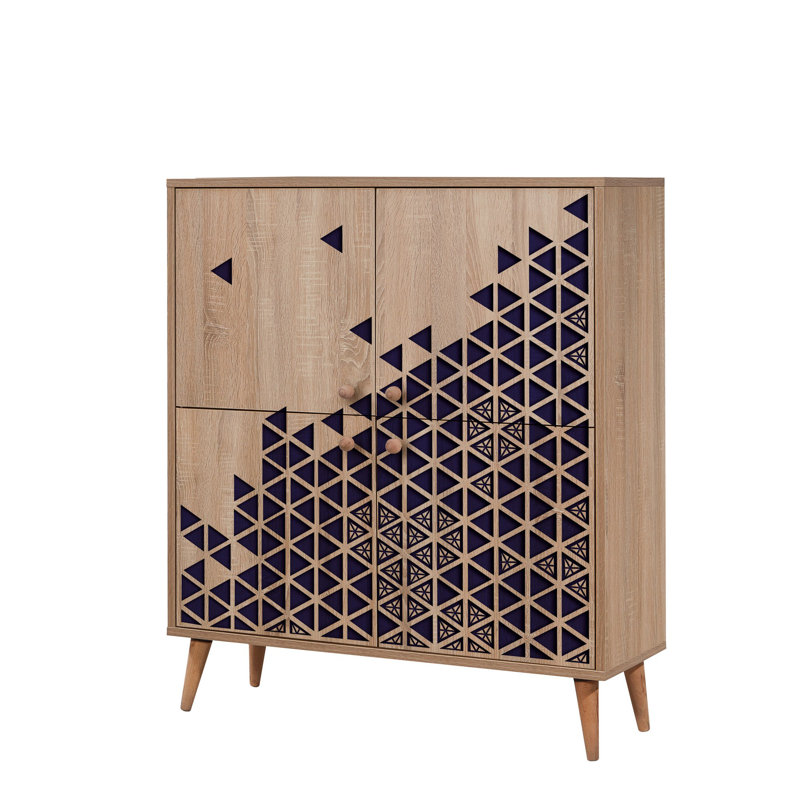 Brien 4 - Door Cabinet, Natural/Blue