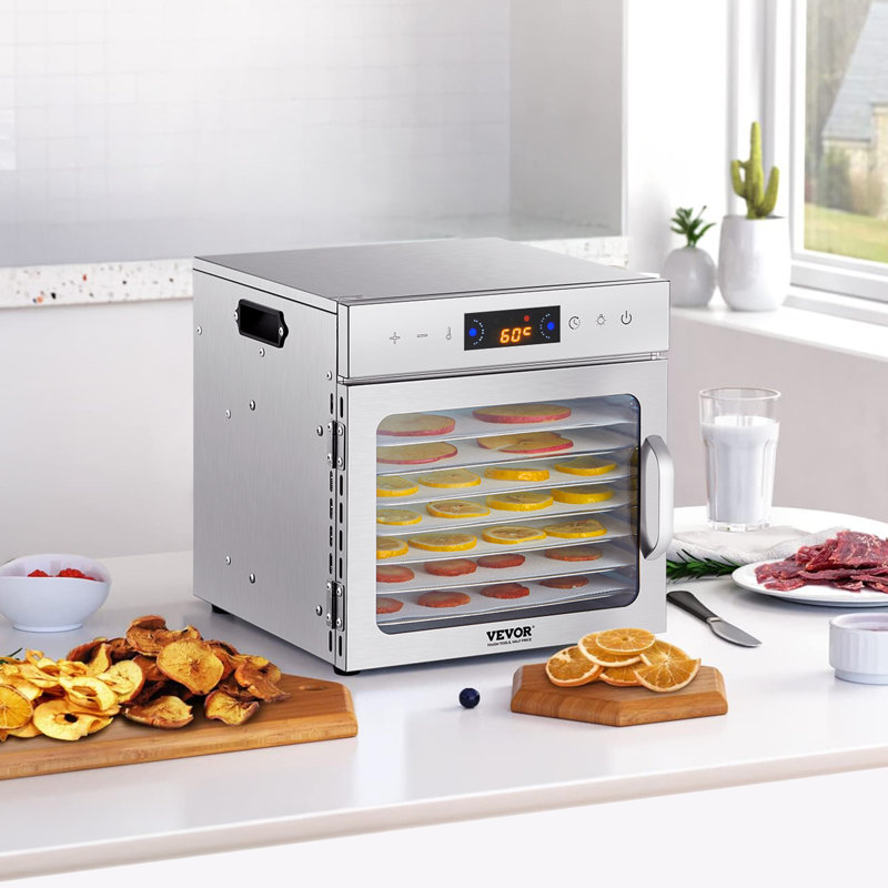 Séchoir à fruits en acier inoxydable 400W à 8 plateaux