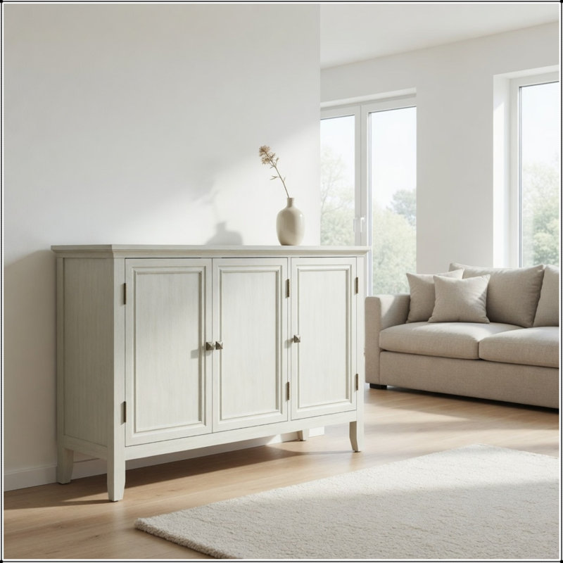 Buffet bohémien 47,2 pouces à 3 portes avec tablettes réglables
