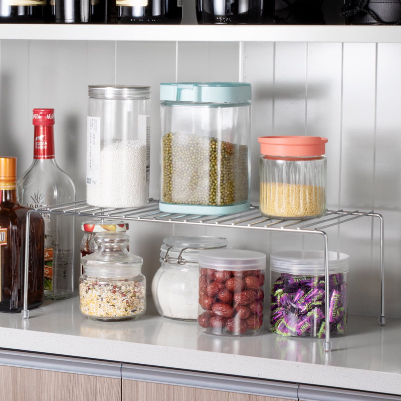  Étagère de rangement pour armoire de cuisine, support de rangement pour armoire 15,8 * 7,9 * 5,9 pouces, paquet de 2, argent