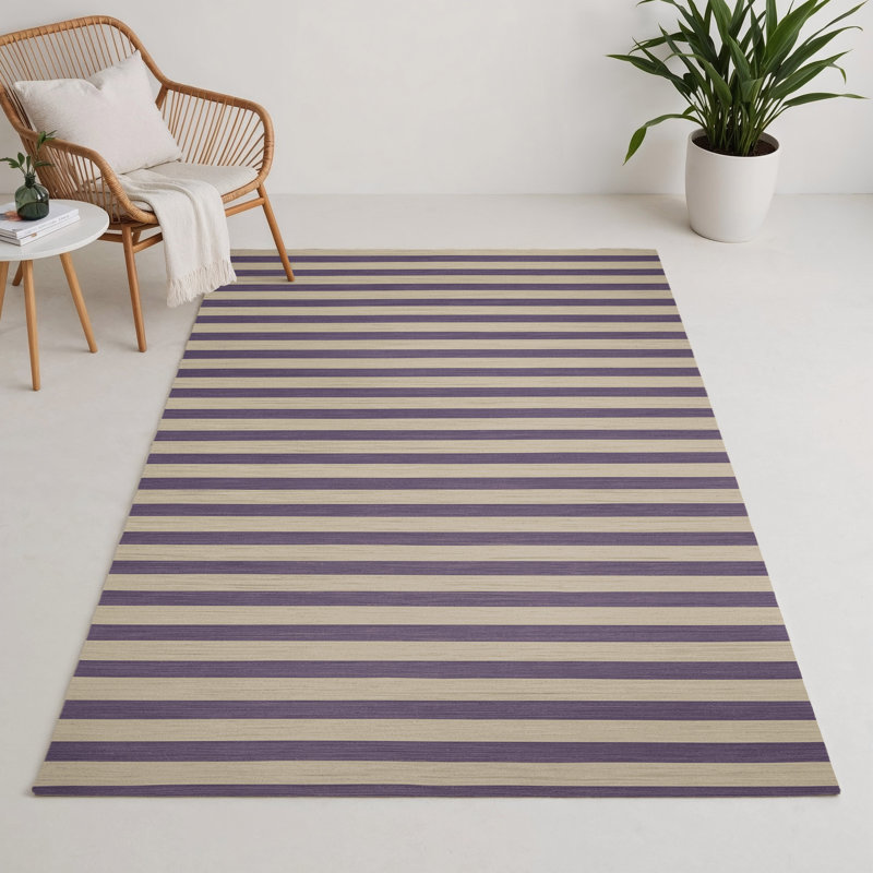 Tapis intérieur / extérieur beige HorizontalStripes, Rectangulaire 3 pi x 5 pi