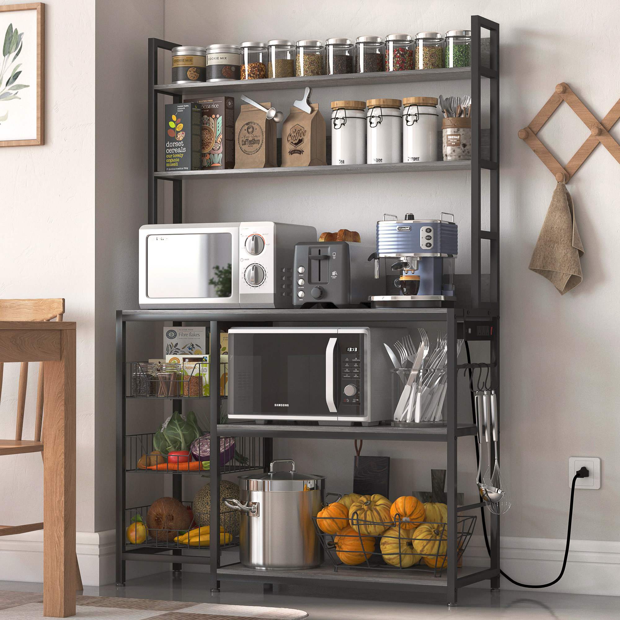 17 Stories 39.37'' Steel Standard Baker's Rack with Microwave