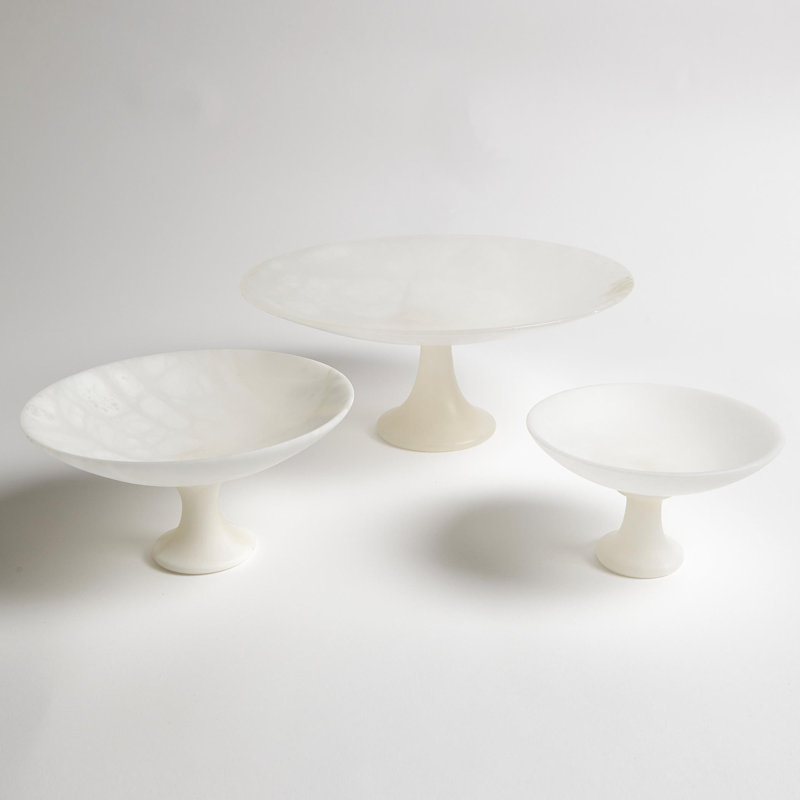 Alabaster Compote, 4.25" H x 8" W x 8" D