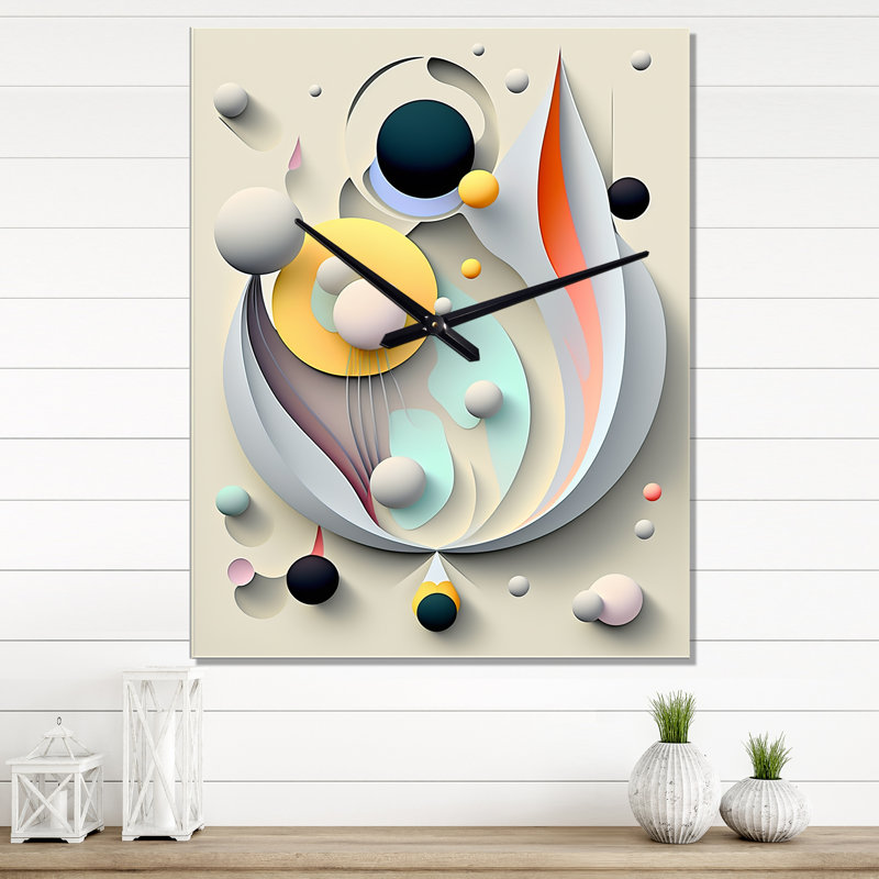 Sceance Ethereal Visions - Horloge murale géométrique moderne surdimensionnée, H 32 po x l 24 po x P 1 po