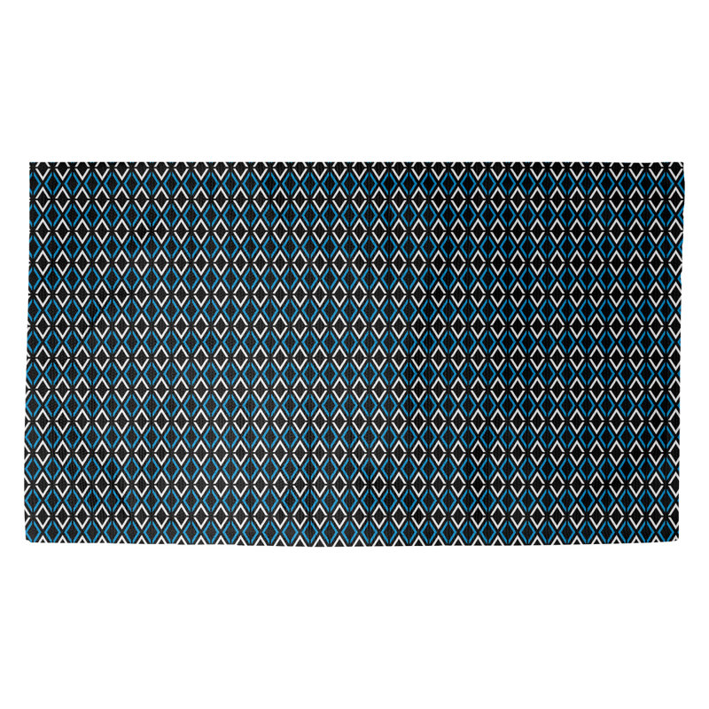 Tapis noir/bleu à motif de losanges Avicia, Rectangle 3 pi 3 po x 5 pi 3 po