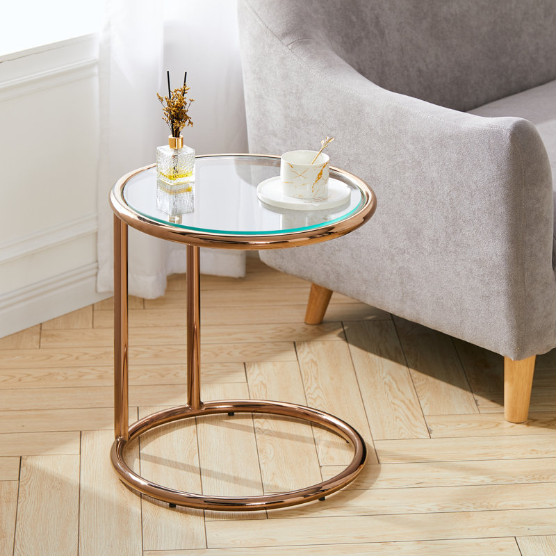 Poteat Glass Top Frame End Table, Gold