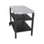 Chariot de barbecue extérieur à 3 niveaux avec surface en acier inoxydable, roues de table de préparation barbecue, barre de service roulante pour patio et cour arrière, support de four à pizza en noir, construction, grand rangement, stable
