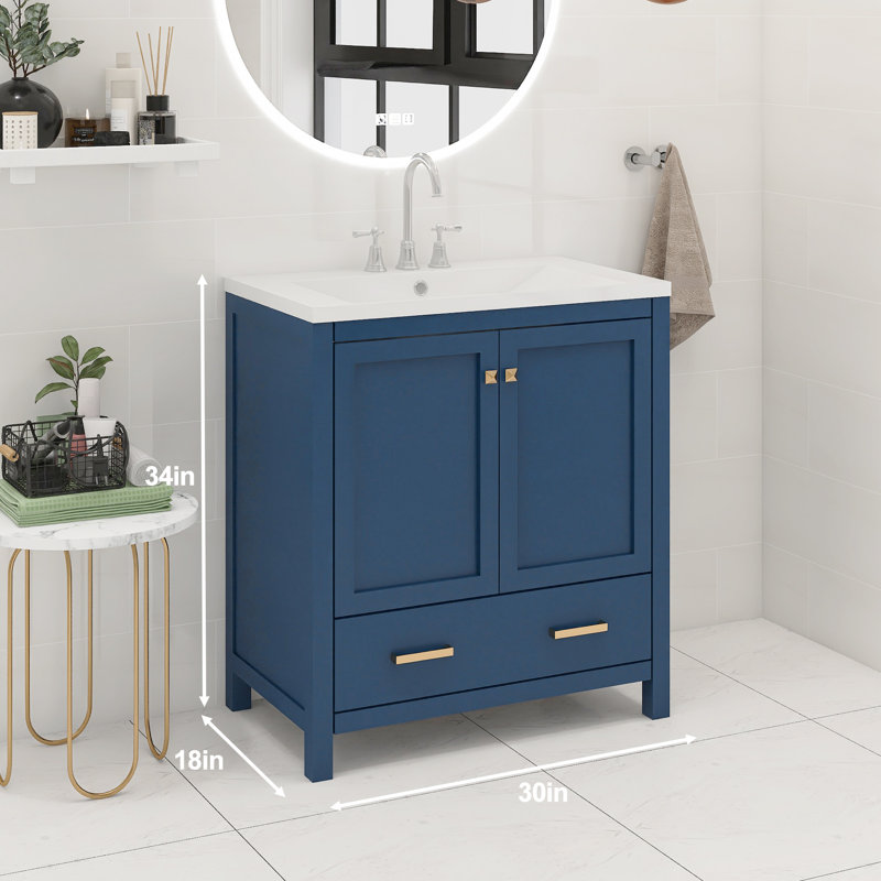 Ensemble de meuble-lavabo simple 30 po Caleiah, Doré