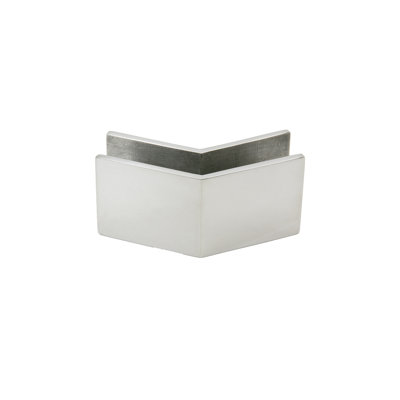 Pince pour devant de centre commercial FHC CMF26 - 135 degrés carrés pour verre de 3/8 po à 1/2 po - Acier inoxydable poli