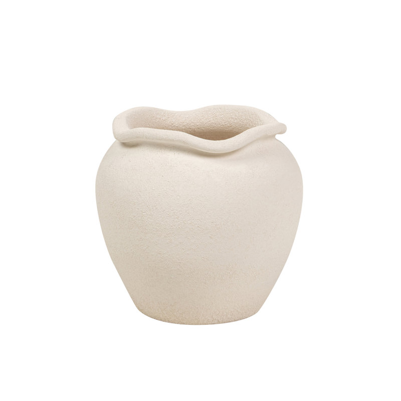 Ceramic Pot, Beige, 33cm H x 34cm W x 34cm D