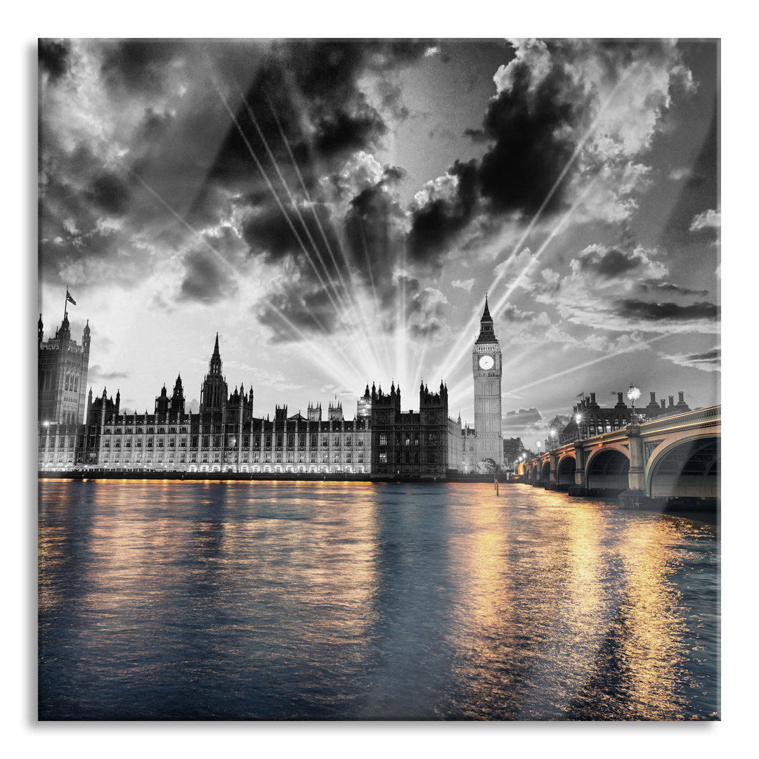 Glasbild Westminster Abbey mit Big Ben