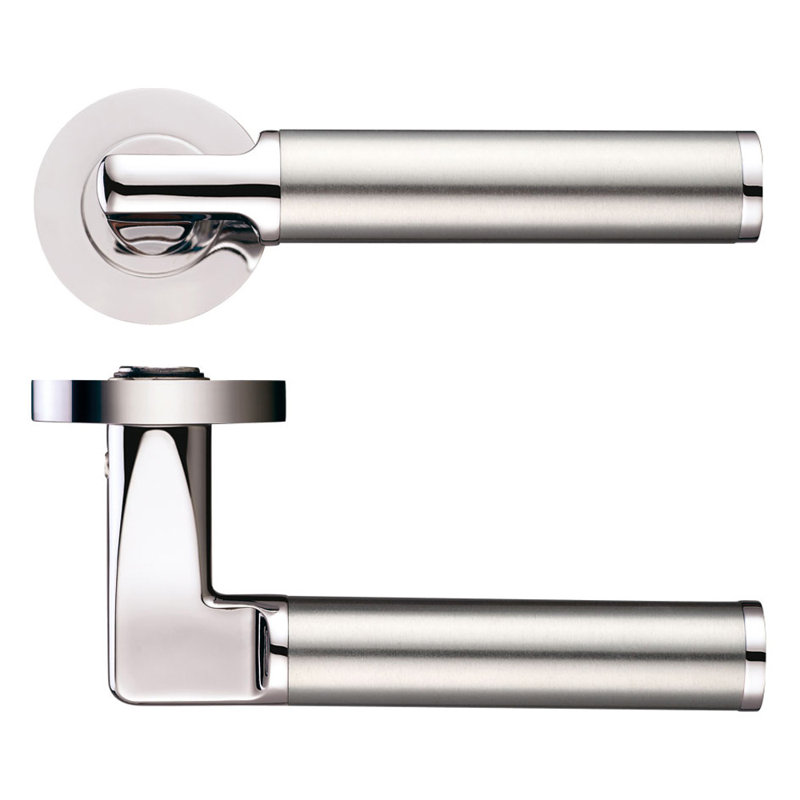 Milan Latch Door Handle, Polished Nickel / Satin Stainless