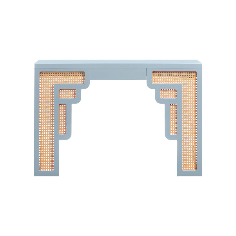 Elisabetta Rattan Console Table, Pastel Blue