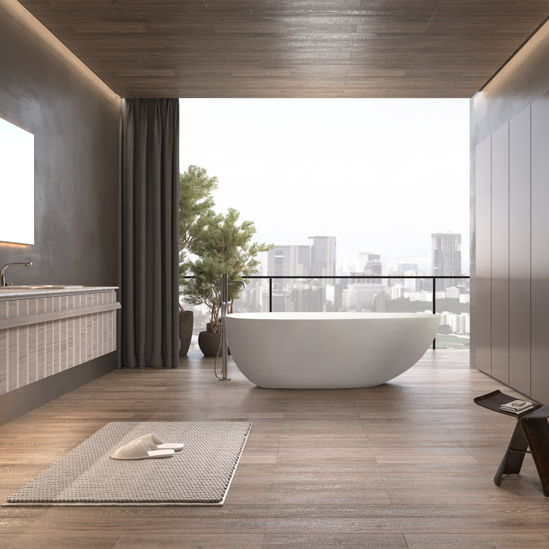 71'' x 35'' Soaking Solid Surface Bathtub, Matte White