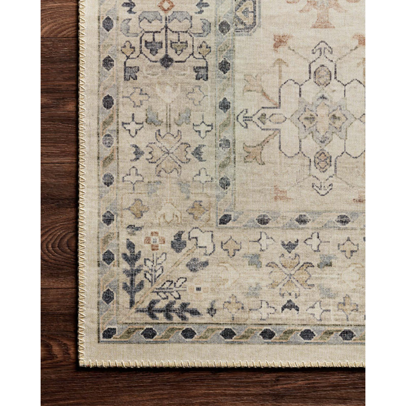Tapis oriental bleu / beige / rouille Claribel, Rectangle 9 pi x 12 pi