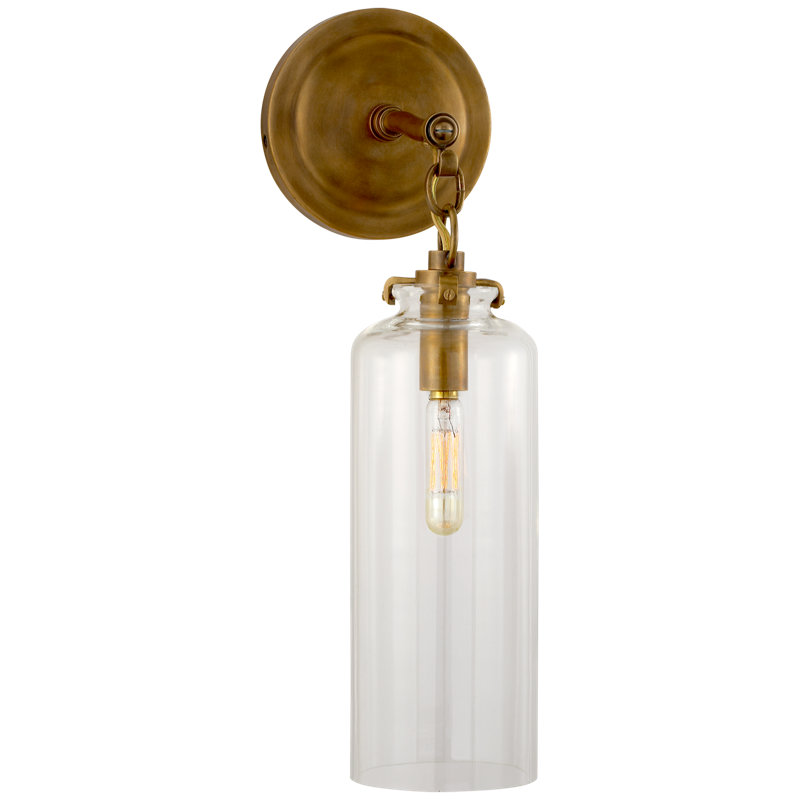 Thomas O'Brien Katie Small Cylinder Sconce, Clear , Hand-Rubbed Antique Brass