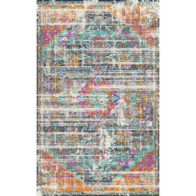 Tapis bleu marine / rose Mcphearson, Rectangle 8 pi x 10 pi