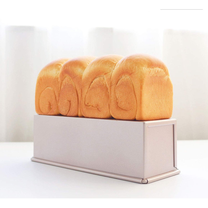 Mini Champagne Gold Carbon Steel Non-stick Loaf Pan with Lid