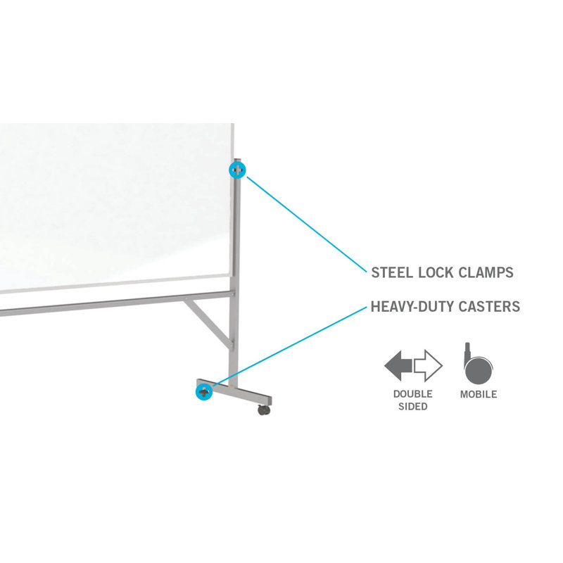 Ghent Yes Freestanding Metal Whiteboard, 6'5" H x 6'6" W