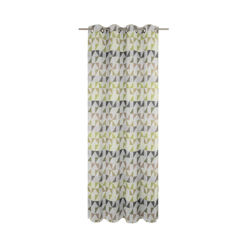 Gareth Room Darkening Curtain Single Panel, Green and grey, 132cm Width x 175cm Drop