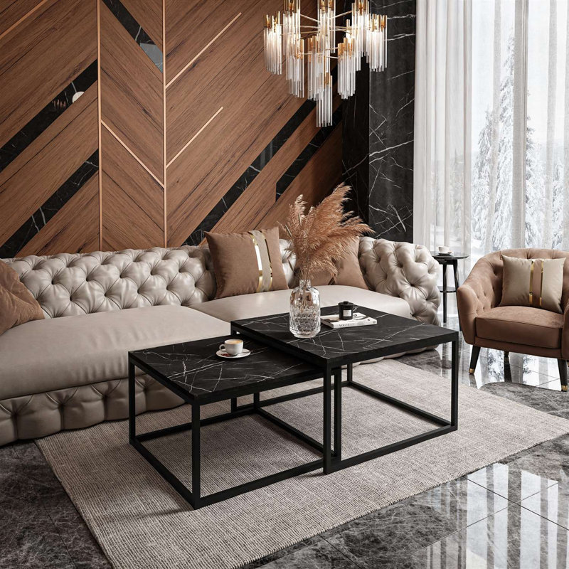 Yoshi 2 -in -1 coffee table in white/ grigia, Black