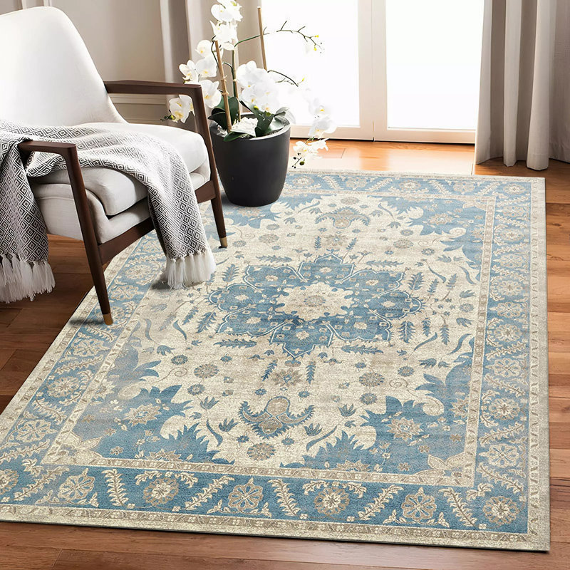 Washable Rug,Anti Slip Backing Rugs for Living Room,Bedroom, Vintage Home Decor Area Rug, Rectangle 2' x 3'