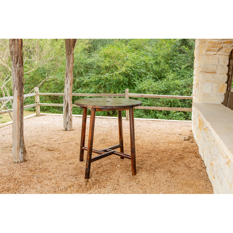Ardoin Round Pine Outdoor Bar Table