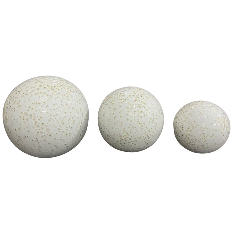 Assorted Ceramic Globe Tabletop Accents "Florence" (Set of 3), Ivory