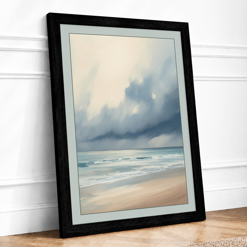 Seascape at Dusk Coastal - Framed Print, A4 - 29.7 x 21.0 cm, Black