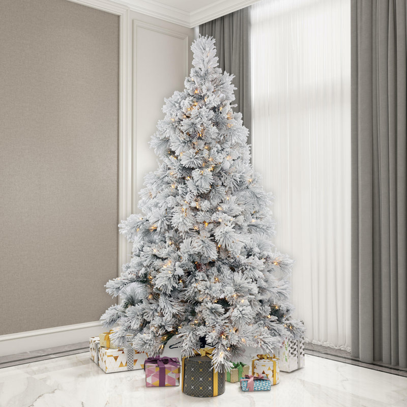 Flocked Alberta Artificial Christmas Tree, 7.5' H, Warm White LED