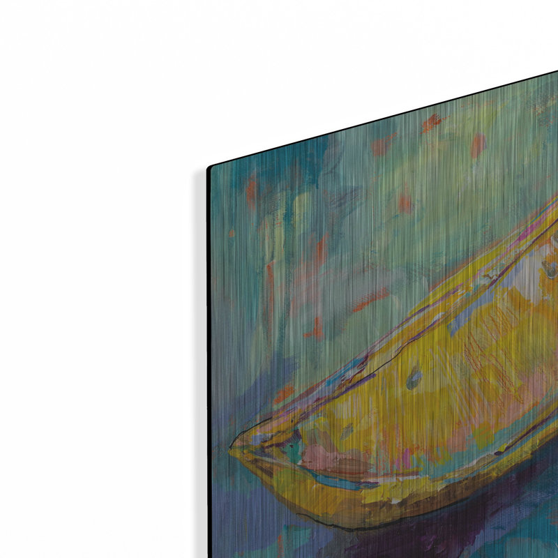 Art mural en métal luxueux «Lemon Wedge» par Jeanette Vertentes, 24 po x 24 po, H 12 po x l 12 po
