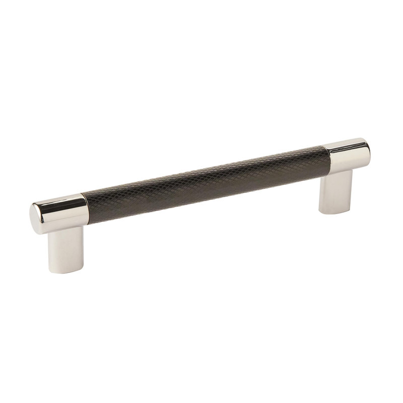 Polished Nickel and Black Bronze Bar Pull with Mounting Hardware