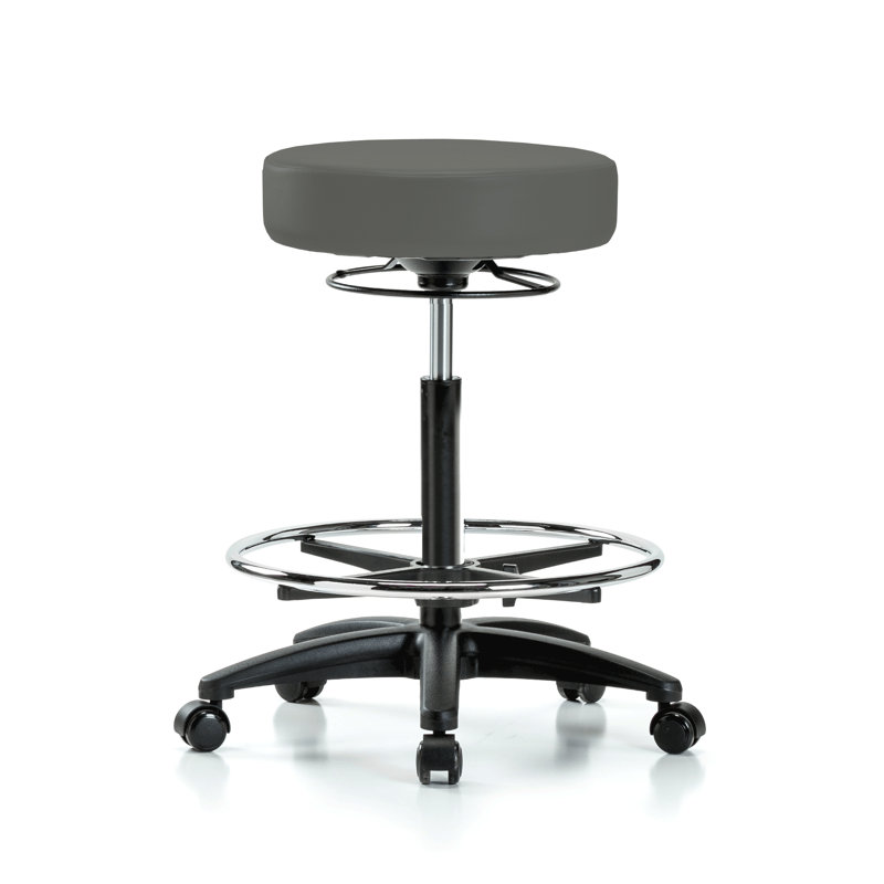 Tabouret pivotant réglable en hauteur à 360 degrés avec anneau de pied PERCH | Hauteur du banc élevé: 24 à 34 po, Chrome