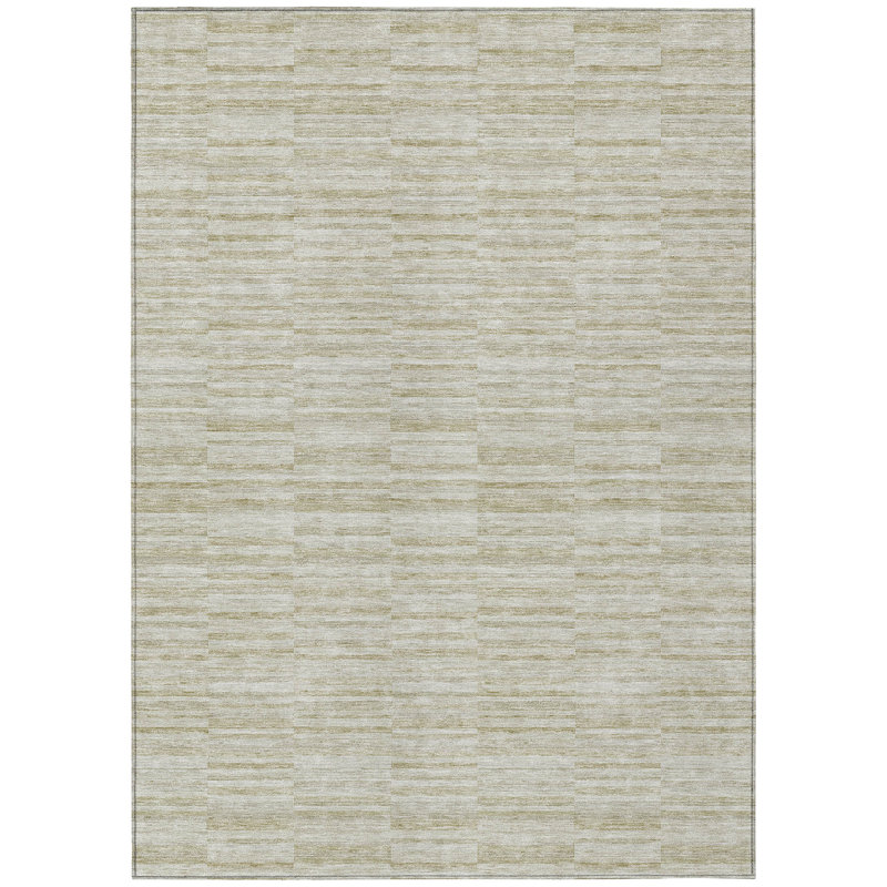 Tapis extérieur lavable rayé beige et brun clair 10 'x 14' taupe