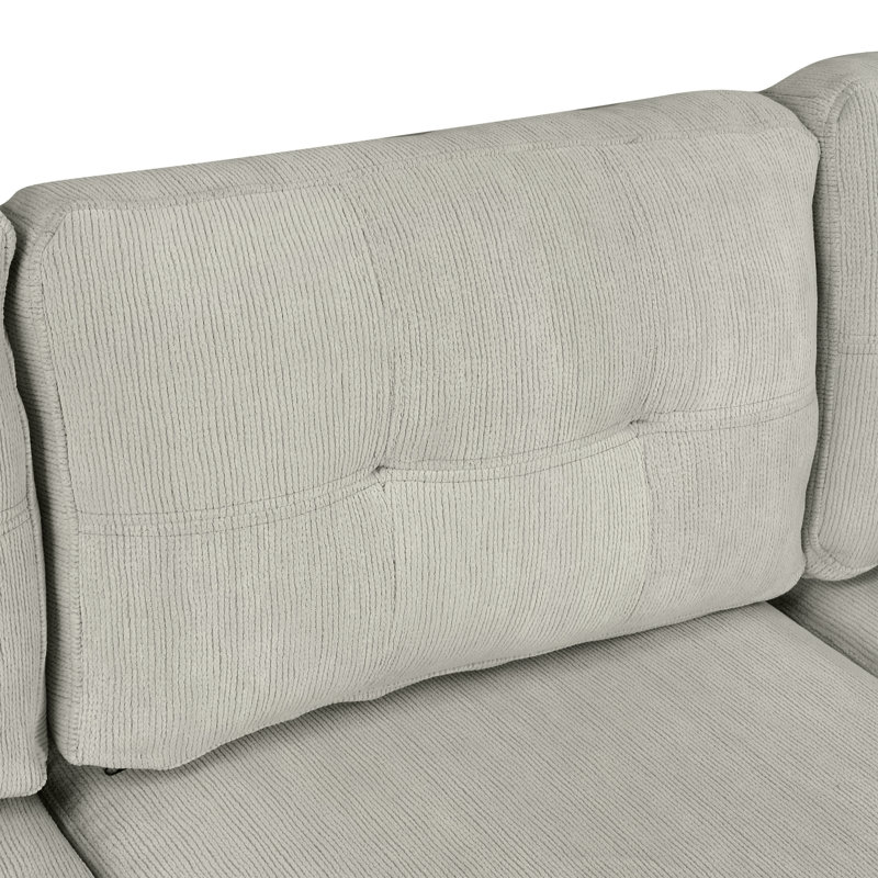 Canapé-lit modulaire en L 86,6 po avec canapé-lit coulissant et repose-pieds mobile, Gris chenille