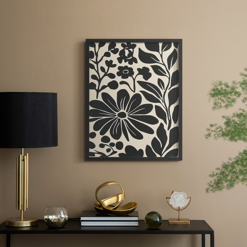 Imprimé floral Floral XV - prêt à être accroché , H 20 po x l 16 po, Noir