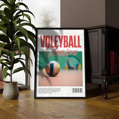 Z Studio Modern Volleyball Love Art Print, Sport Poster For Bedroom Gym Sport Room, Colorful Volleyball Ball Poster For Kids Room, 12x16 inch, BLACK FRAMED