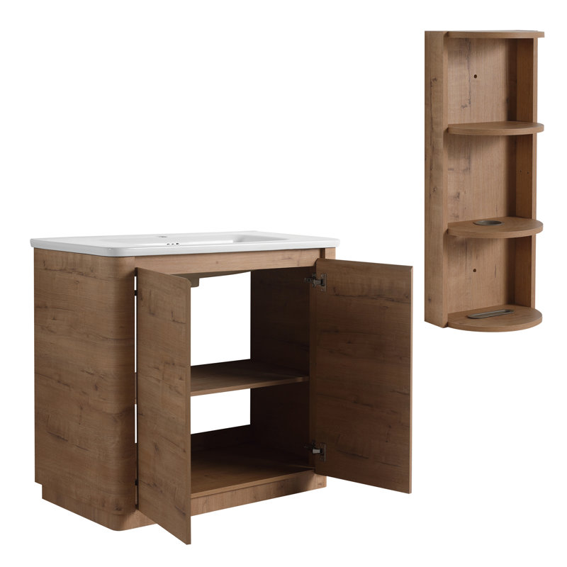 Ensemble de meuble-lavabo autoportant 36 po avec lavabo en céramique et porte de rangement à fermeture douce 36 po, emballage KD, contreplaqué
