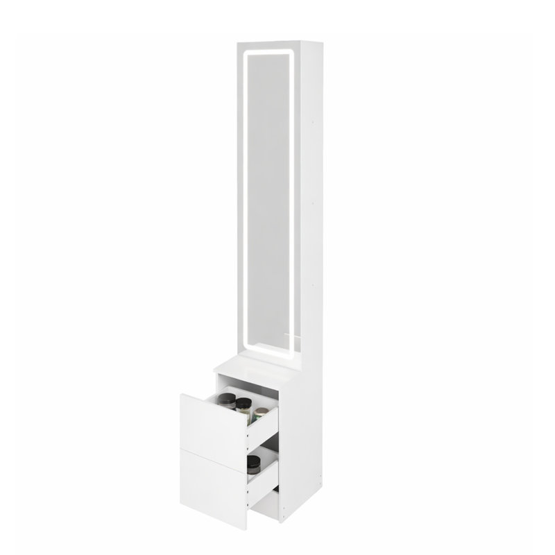 Miroir pleine grandeur, éclairage à DEL 3 couleurs, luminosité réglable, armoire de rangement multicouche