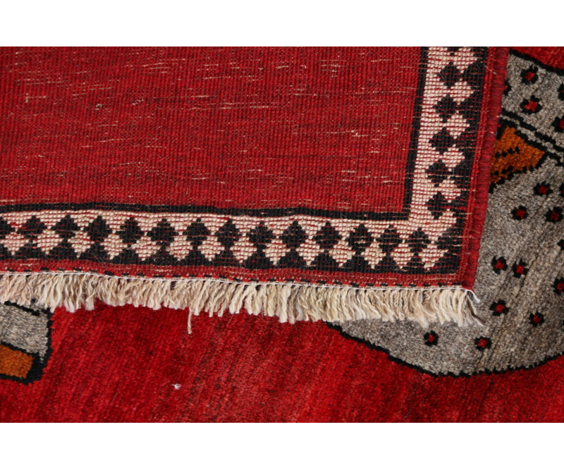 Red Hand Knotted Cheetah Design Rug 3'6"X 6'4"