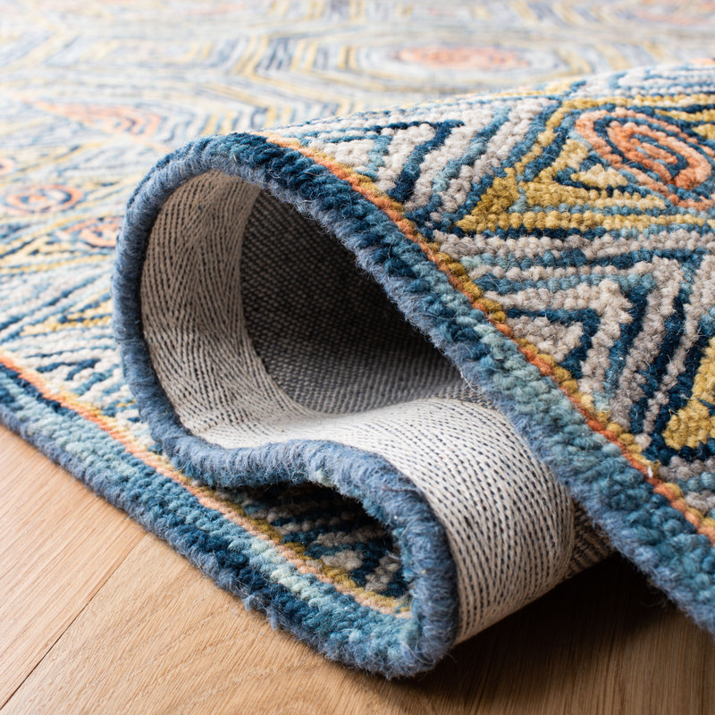 Emmamarie Hand Tufted Wool And Cotton With Latex Geometric Rug, Runner 2'3" x 13'