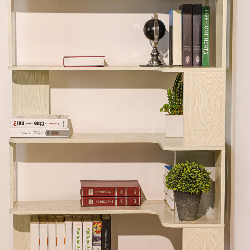 Bibliothèque de coin étendue avec rangement ouvert, White
