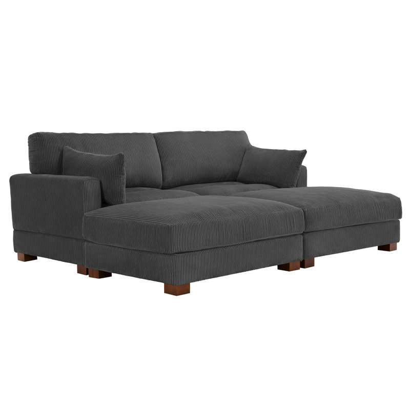 Stoneville Corduroy Sectional Symmetrical, Gray Corduroy