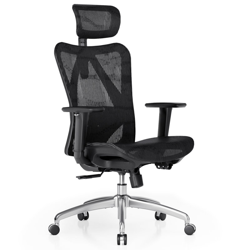 Fauteuil de travail ergonomique à dossier haut en maille, grand et grand, confortable et confortable pour 300 lb, Noir
