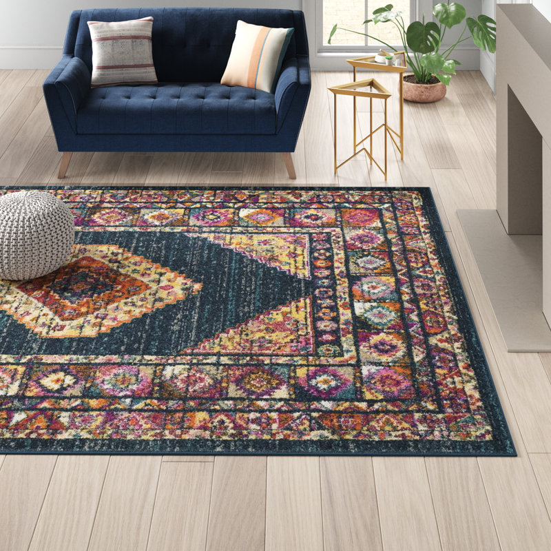 Felty Oriental Area Rug, Rectangle 5'1" x 7'6", Blue