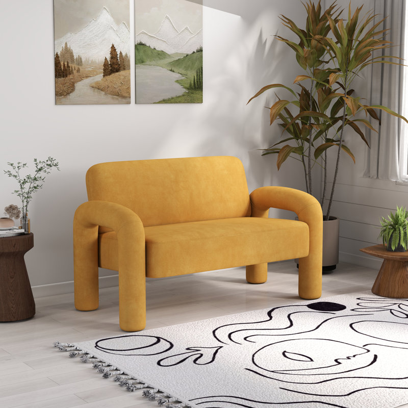 Causeuse en velours 2 places Iryanna, Jaune