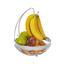 Seville Classics Fruit Tree with Banana Hook and Large Bamboo Bowl