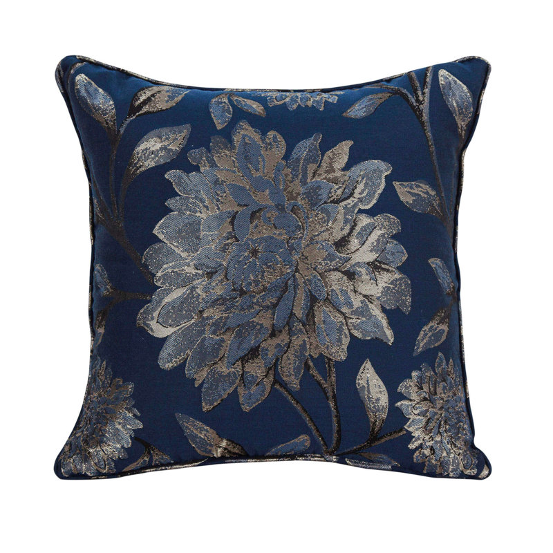 Christoval Floral Square Cushion, Navy