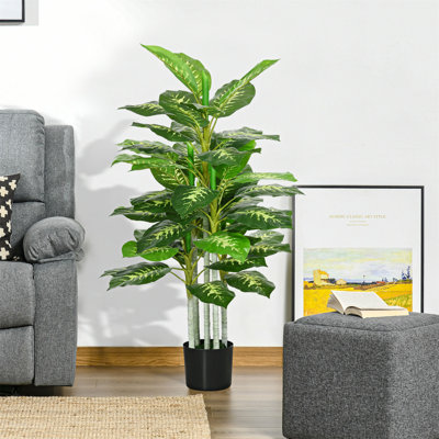 120 cm H Faux evergreen Tree Plant in Cement Freestanding Planter