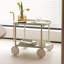 Chariot de rangement Moon pour le salon et la cuisine, chariot mobile nordique avec tablette double couche, structure en forme de T, 0 odeur, petit îlot, chariot de cuisine de forme rectangulaire, espace de tablette de style,